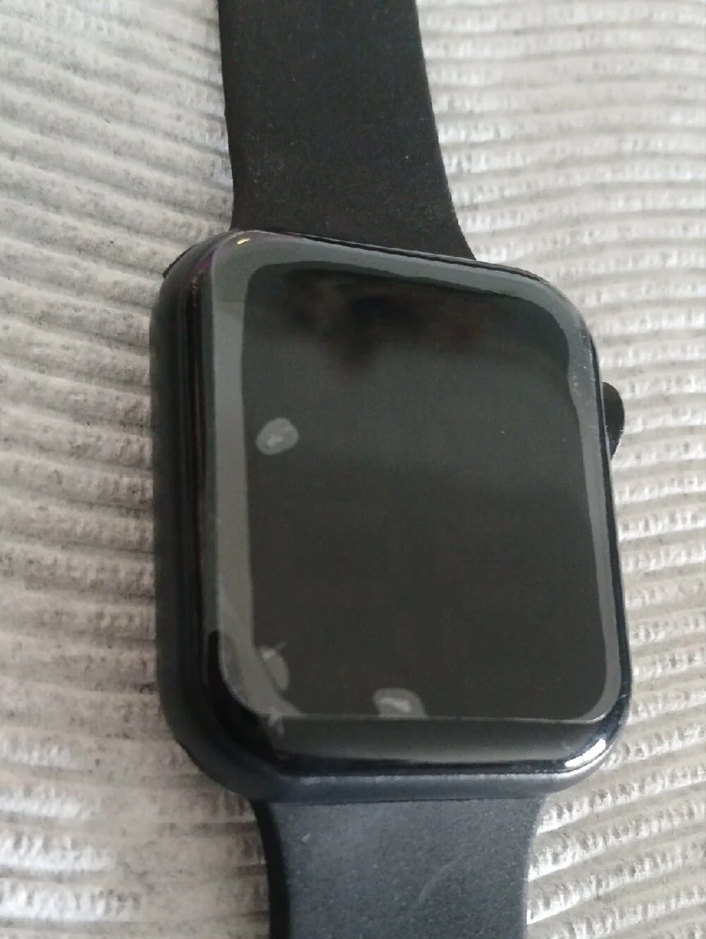 Black Smartwatch with Black Silicone Band